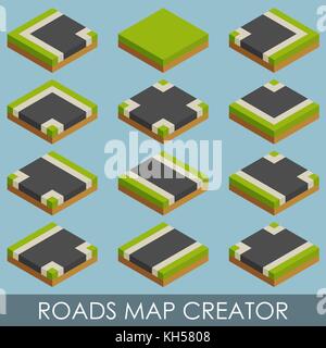 Roads map creator. Isometric. Vector illustration in eps10 Stock Vector