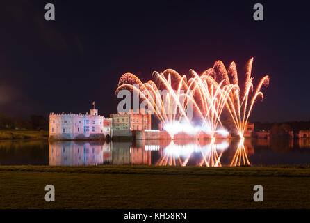 Firework display and light show at Leeds Castle, Kent