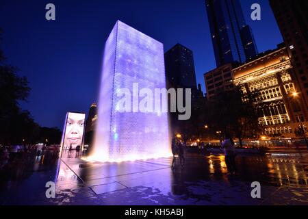 CHICAGO, USA - JULY 15 : View of the Crown Fountain in Millennium Park in Chicago on July 15, 2017. Stock Photo
