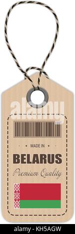 Hang Tag Made In Belarus With Flag Icon Isolated On A White Background. Vector Illustration. Stock Vector