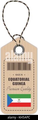 Hang Tag Made In Equatorial Guinea With Flag Icon Isolated On A White Background. Vector Illustration. Stock Vector
