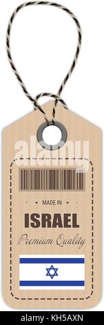 Hang Tag Made In Israel With Flag Icon Isolated On A White Background. Vector Illustration. Stock Vector
