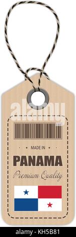 Hang Tag Made In Panama With Flag Icon Isolated On A White Background. Vector Illustration. Stock Vector