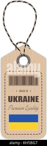 Hang Tag Made In Ukraine With Flag Icon Isolated On A White Background. Vector Illustration. Stock Vector