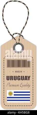 Hang Tag Made In Uruguay With Flag Icon Isolated On A White Background. Vector Illustration. Stock Vector