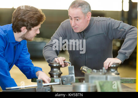 metalwork apprentice in metallurgy training class Stock Photo