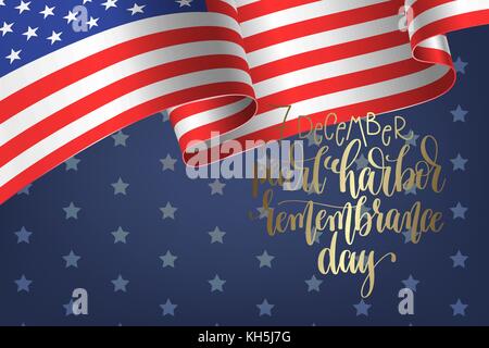7 december pearl harbor remembrance day calligraphy poster  Stock Vector