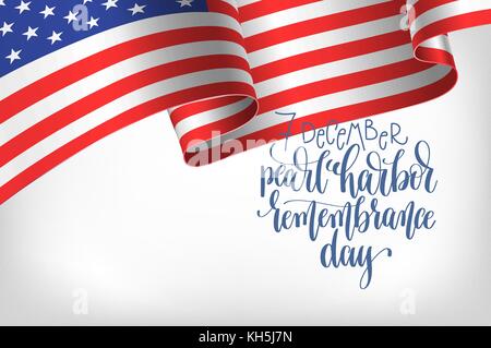 7 december pearl harbor remembrance day calligraphy poster  Stock Vector