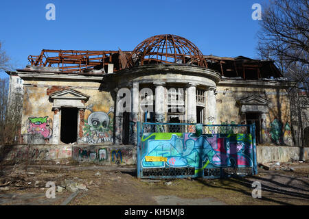 ZELENOGORSK, RUSSIA- APRIL 12: Abandoned building in Saint-Petesburg city,Russia on April 12, 2015 Stock Photo