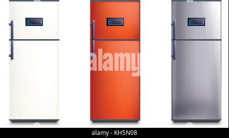 three different color fridges Stock Vector
