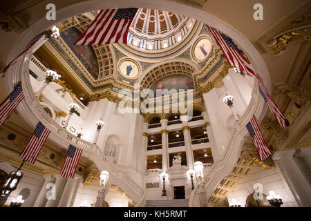 Philadelphia, Pennsylvania, USA. 13th November, 2017.  The Pennsylvania State Capitol rotunda is seen on the morning of Monday, November 13, 2017, in advance of a rally against corruption and gerrymandering. Credit: Michael Candelori/Alamy Live News Stock Photo