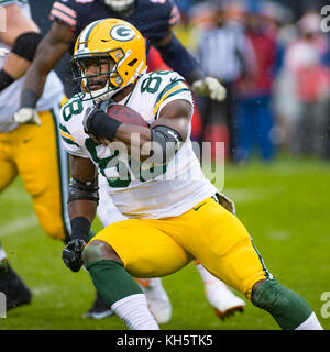 Chicago, Illinois, USA. 12th Nov, 2017. - Packers #88 Ty Montgomery in action during the NFL Game between the Green Bay Packers and Chicago Bears at Soldier Field in Chicago, IL. Photographer: Mike Wulf Credit: csm/Alamy Live News Stock Photo