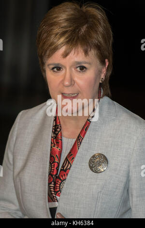 London, UK. 14th Nov, 2017. Nicola Sturgeon speaks after the meeting - The Prime Minister meets the First Minister of Scotland, Nicola Sturgeon, to Downing Street. Credit: Guy Bell/Alamy Live News Stock Photo