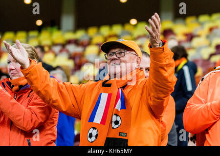 Bucharest, Romania. 14th Nov, 2017. November 14, 2017: Netherlands fans during the Football Friendly game between Romania and Netherlands at National Arena Stadium, Bucharest, Romania ROU. Foto: Catalin Soare Credit: Cronos/Alamy Live News Stock Photo