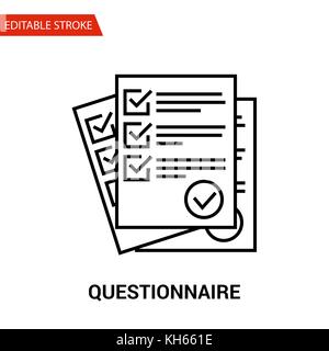 Questionnaire Icon. Thin Line Vector Illustration - Adjust stroke weight - Expand to any Size - Easy Change Colour - Editable Stroke - Pixel Perfect Stock Vector