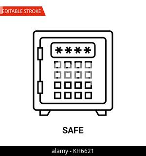 Safe Icon. Thin Line Vector Illustration - Adjust stroke weight - Expand to any Size - Easy Change Colour - Editable Stroke - Pixel Perfect Stock Vector