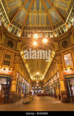 LONDON, GREAT BRITAIN - SEPTEMBER 18, 2017: The gallery of Leadenhall market at night. Stock Photo