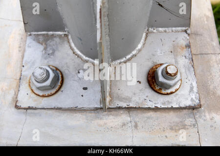 Close-up bolts base Blurred soft focus, Bolts base select focus Stock Photo