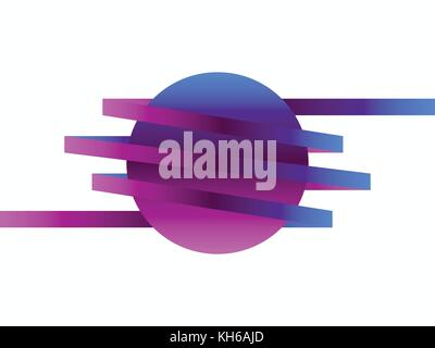 Gradient of blue and violet. Element for company logo design isolated on white. Circle with ribbon, stripes. Vector illustration Stock Vector