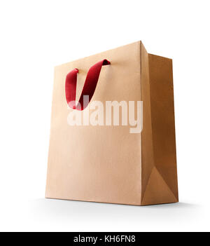 Brown paper bag isolated on white background Stock Photo