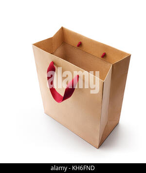 Brown paper bag isolated on white background Stock Photo