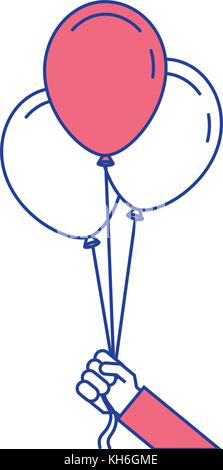 cartoon hand holding three balloons celebration event ...