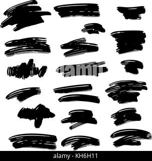Vector set of grunge artistic brush strokes, design elements. Empty black backgrounds, frames for text or quote Stock Vector