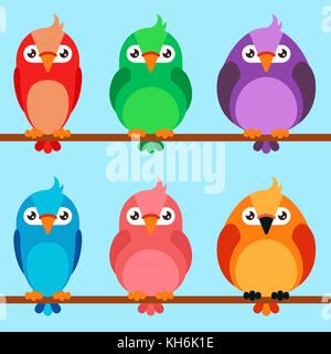 Set of cartoon birds icons. Vector illustration in eps10 Stock Vector