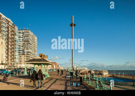 Autumn afternoon on Brighton seafront, East Sussex, England. Stock Photo
