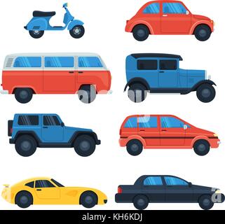 Flat car icon set. Vector illustration in eps10 Stock Vector