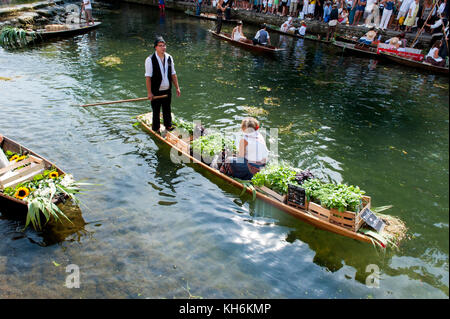 Europe, France, Vaucluse, Isle-sur-la-Sorgue, traditional floating market. Stock Photo