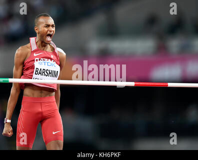 Mutaz Barshim (Qatar). High Jump Gold Medal. IAAF World Championships London 2017 Stock Photo