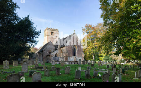 St Peter & St Paul's church in autumn. Broadwell, Cotswolds, Oxfordshire, England. Panoramic Stock Photo