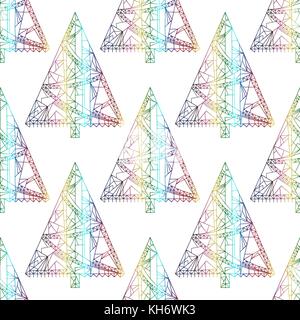 Christmas trees pattern. Stylish abstract Xmas seamless background. Winter holidays vector texture for wallpaper, wrapping paper, textile design, surf Stock Vector