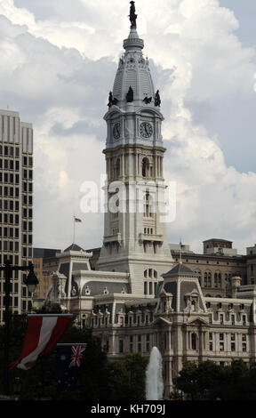 United States. Pennsylvania. Philadelphia. City Hall. Built between 1871-1901. Dome decorated with the statue of the founder of the city, William Penn (1644-1718). Stock Photo