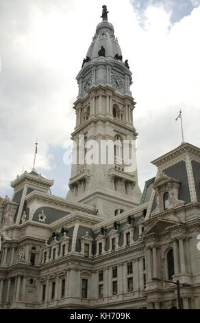 United States. Pennsylvania. Philadelphia. City Hall. Built between 1871-1901. Dome decorated with the statue of the founder of the city, William Penn (1644-1718). Stock Photo