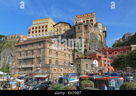 SORRENTO, ITALY - JUNE 26, 2014: Small Town Sorrento at Cliff View From Port, Italy. Stock Photo