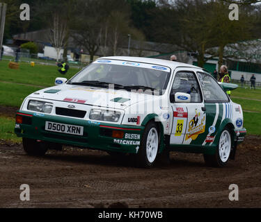 Duncan Waite, Keith Garton, Ford Sierra Cosworth, Race Retro, Rally stage, Saturday 25th February, 2017, retro, nostalgia, motorsport, cars, vehicles, Stock Photo