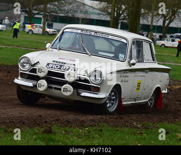 Mike Barratt, Rob Humphreys, Ford Lotus Cortina, Race Retro, Rally stage, Saturday 25th February, 2017, retro, nostalgia, motorsport, cars, vehicles,  Stock Photo