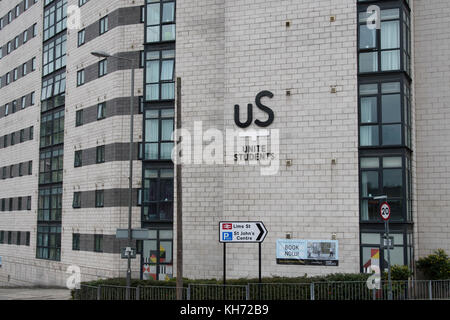 Unite Student Accommodation in Liverpool, Merseyside. Several large blocks of high density accommodation built to accommodate students in Liverpool. Stock Photo