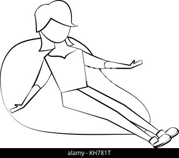 Young woman sitting on bean bag Stock Vector Image & Art - Alamy