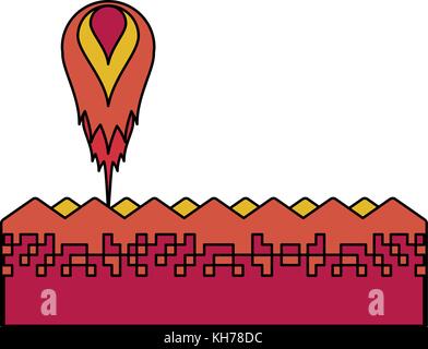 Volcanic lava game ground Stock Vector