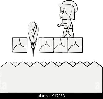 Warrior in scenery game item Stock Vector