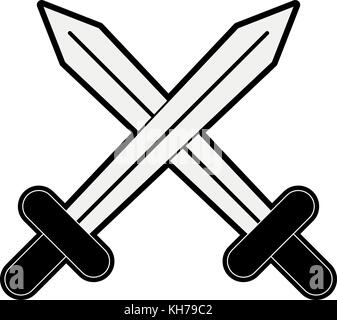 Swords crossed game icon Stock Vector