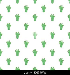 Green zombie hand pattern, cartoon style Stock Vector