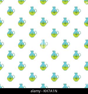 Hemp oil jug pattern, cartoon style Stock Vector