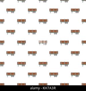 Trailer full of logs pattern, cartoon style Stock Vector