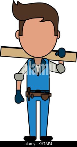 Carpenter Man Colored Cartoon Illustration Stock Vector Image & Art - Alamy