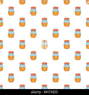Jam in glass jar pattern, cartoon style Stock Vector