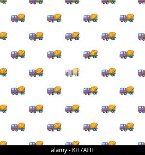 Concrete mixer machine pattern, cartoon style Stock Vector